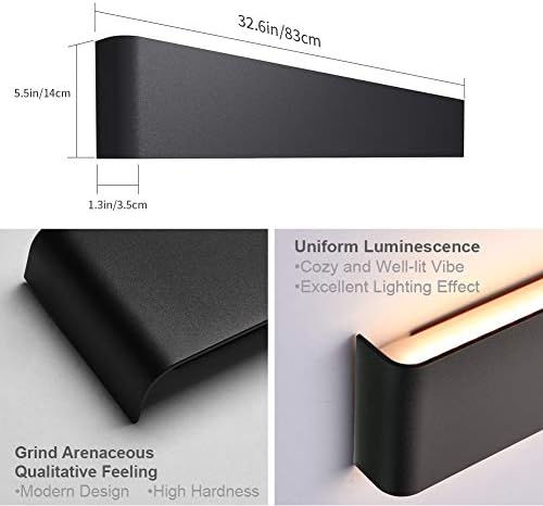 Aipsun 30W/32.6in Modern Black Vanity Light Indoor Modern Rectangular LED Wall - Image 6