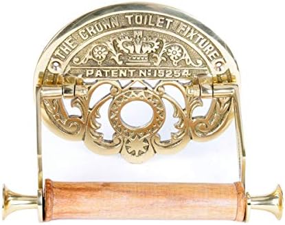 Bright Brass Wall Mount Toilet Paper Holder 7.25" Wide Vintage Crown Style by RenovatorsSupplyManufacturing