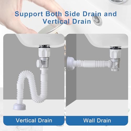 Bathroom Sink Drain Kit Flexible Expandable P-Trap Sink Drain Pipe - Image 3