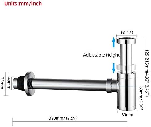 Bottle P Trap 1-1/4 Bathroom Brass Sink Drain Stopper, Lavatory Adjustable - Image 4