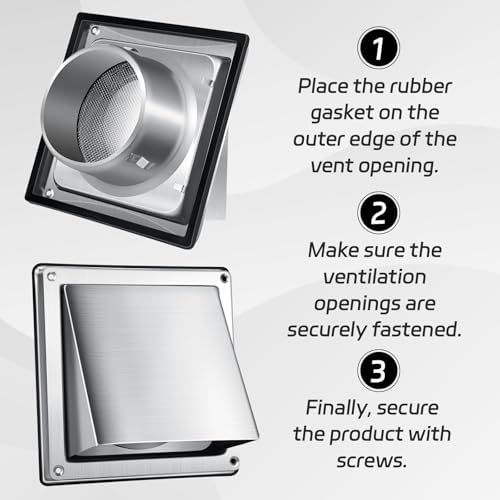 4 Inch Metal Dryer Vent Cover External Extractor Wall Vent Cushioned Stainless - Image 4