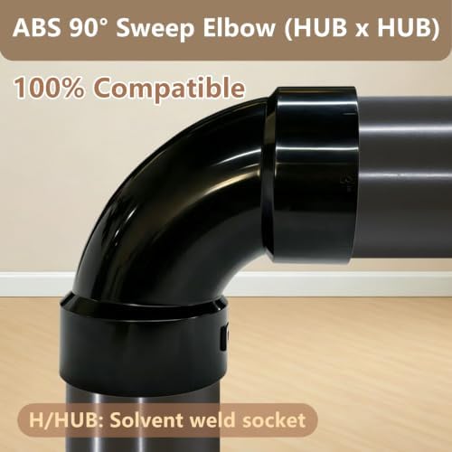 LESSO 3" ABS 90 Degree Sweep Elbow, DWV 3 inch ABS Pipe Fittings - Image 4