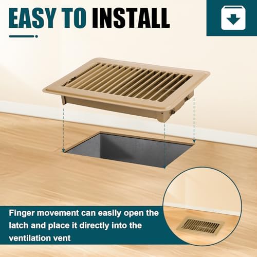 VOISEN Floor Register 4x8, 4 Pack Brown Floor Vent Covers - Image 6