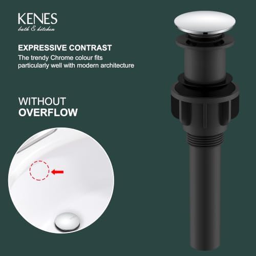 KENES Chrome Pop Up Bathroom Sink Drain Assembly Without Overflow - Image 3