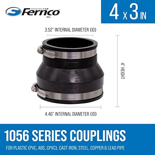 Fernco 1056-43 4-in.x 3-in. PVC Flexible Reducer Pipe Coupling - Image 3