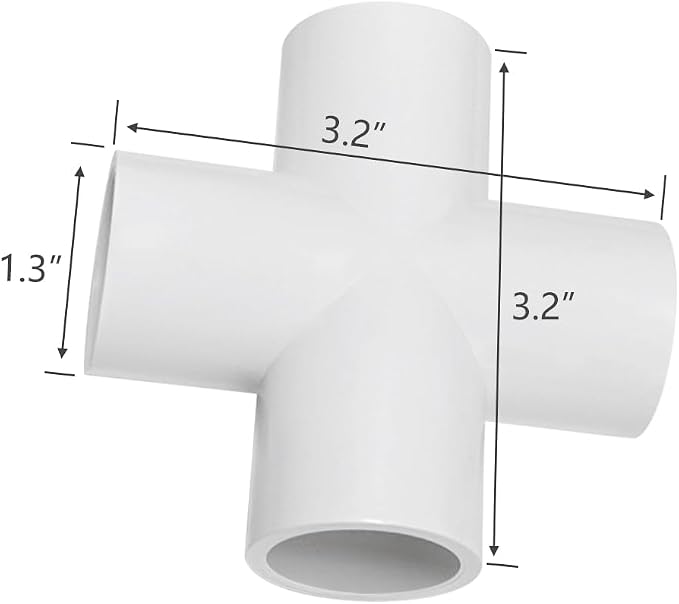 4 Way 3/4 SCH40 Flush Cross PVC Fitting Pipe Connector - Image 3