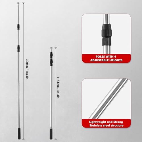 Fockety 4 Pack Dust Barrier Poles, Retractable Zipper Wall Pole Kit - Image 4