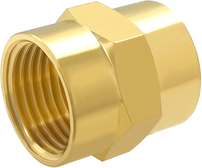Hooshing 5PCS Brass Coupling Pipe Fitting, 3/8" x 3/8" NPT Female Coupler - Image 4