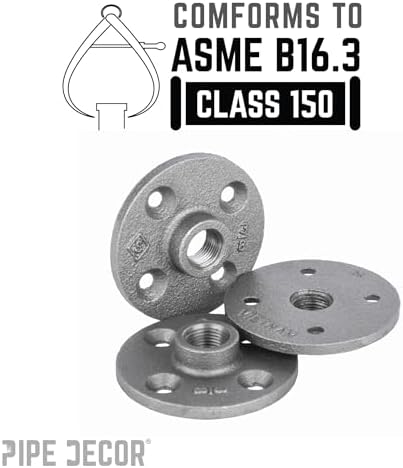 PIPE DECOR 3/8" Malleable Iron Floor Flange 10 Pack, Industrial Steel Grey Fits - Image 2