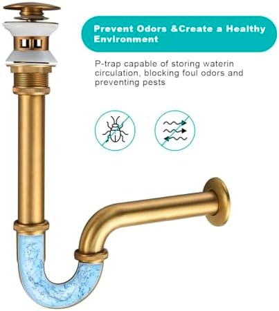 Bathroom Sink Stopper P-Trap Complete Set, Adjustable 1-1/4 Bottle Trap Sink - Image 6