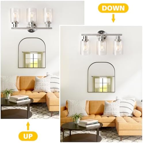 Unicozin 3 Light Vanity Lights, Brushed Nickel Wall Sconce Light - Image 5