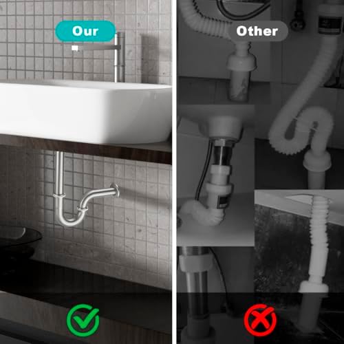 Bathroom Sink U Shape Bottle Trap Complete Set, Adjustable 1-1/4 Bottle P-Trap - Image 4