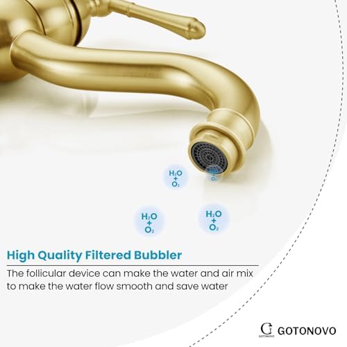 gotonovo Vintage Bathroom Vessel Sink Faucet, Brushed Gold, - Image 6