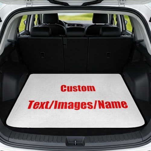 Custom Red Text Trunk Mat Universal Waterproof Cargo Liner by Mintulipy