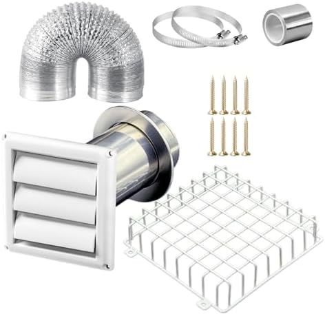 Dryer Vent Kit 4 Inch with Metal Bird Guard, Wall Sleeve & Wall Plate, Hose - Image 6