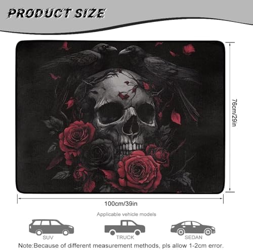 Red Rose Skull Trunk Mat for Car Snow Gear Trunk Mat Universal Waterproof Cargo - Image 7