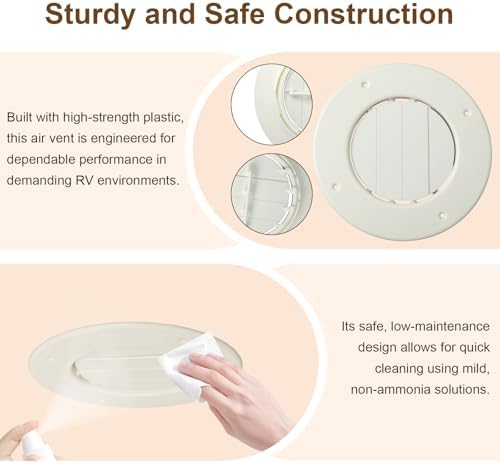 Ketofa 6.5 Inch RV Ceiling Vent Cover, 4-5/8 Inch Duct, 2 Pack - Image 5
