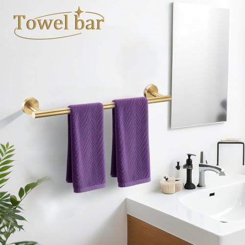5 Pieces Brushed Gold Bathroom Hardware Accessories Set, SUS304 Stainless Steel - Image 7