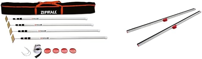 ZIPWALL SLP4 12 Foot Spring Loaded Dust Barrier Poles and ZipWall FoamRail by Unknown