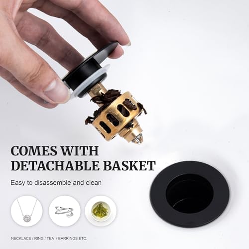 Ultimate Unicorn Pop up Sink Drain, Without Overflow Hole, Matte Black - Image 4