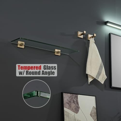 JQK Bathroom Glass Shelf, Floating Tempered Glass Shower Storage 20 by 5 inches - Image 6