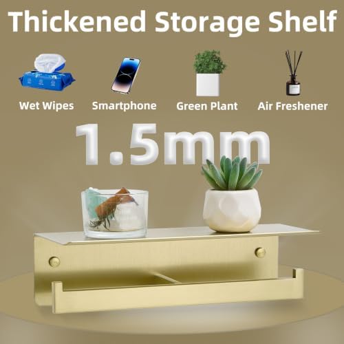 APLusee Brushed Gold Double Toilet Paper Holder - Image 5