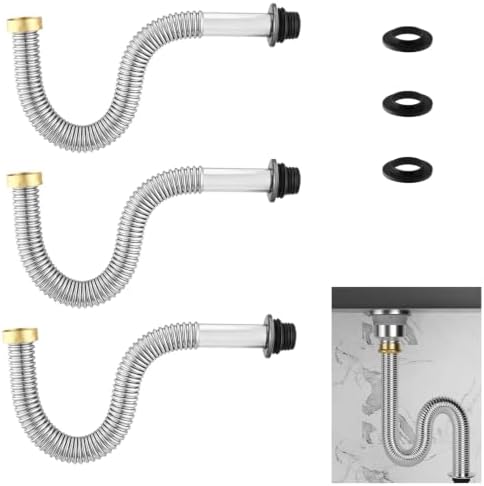 3PCS Kitchen Sink Drain Kit 304 Stainless Steel Sink Drain Pipe by Unknown