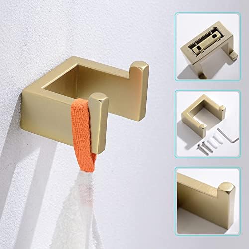 Gold Towel Bar Set 4 Pieces Bathroom Hardware Set Wall Mounted Stainless Steel - Image 5