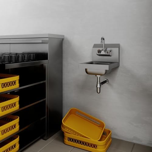 12" x 16" Stainless Steel Hand Sink | Commercial Wall Mount Hand Basin - Image 7