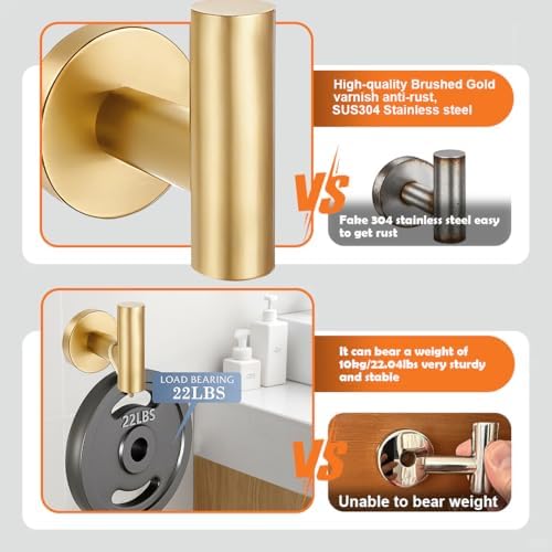 5 Pieces Bathroom Hardware Accessories Set Brushed Gold, 24Inch Bathroom Towel - Image 6