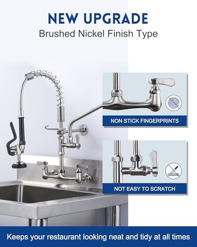 Brushed Nickel 21" Height Commercial Kitchen Faucet - Image 2