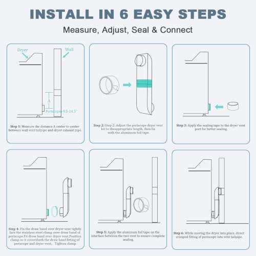 4" Periscope Dryer Vent Kit, 9.5"-14.5" Adjustable Stainless Steel - Image 7