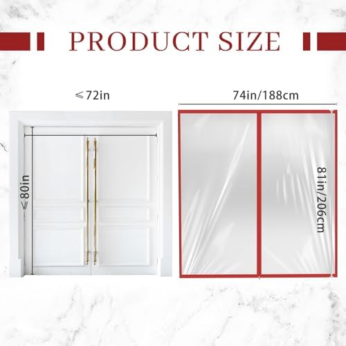 Amylove 72 x 80 Inch Dust Barrier Door, Double Sided Zipper, 6 x 6.7 ft - Image 2