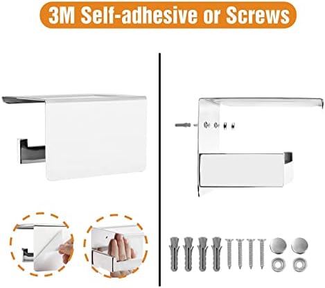 HITSLAM Toilet Paper Roll Holder Polished Chrome, Adhesive Mount, No Wobble - Image 4