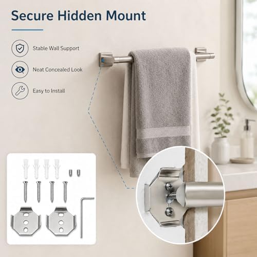1 Set Towel Bar Mounting Hardware, Stainless Steel Brackets - Image 4