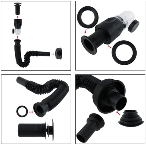 Bathroom Sink Drain Kit, Matte Black - Image 4