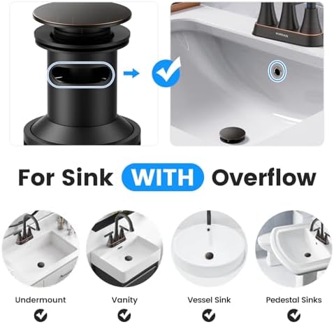 Bathroom Sink Drain with Overflow with Hair Catcher Anti-Clog Sink Strainer - Image 2