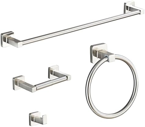 Brushed Nickel Bathroom Hardware Set 4 Pieces, Bathroom Accessories Set by bluebyrne