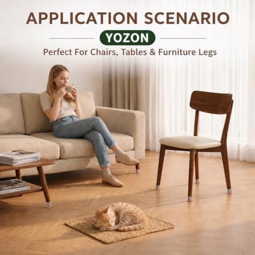 YOZON Chair Leg Floor Protectors Silicone Caps Felt Strengthen Bottom - Image 6