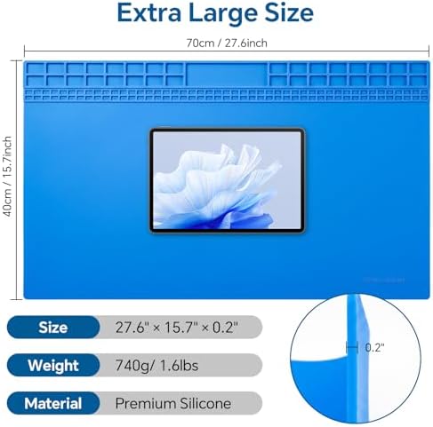 Large Soldering Mat, 27.6"x15.7", Heat Resistant 932°F Silicone - Image 2