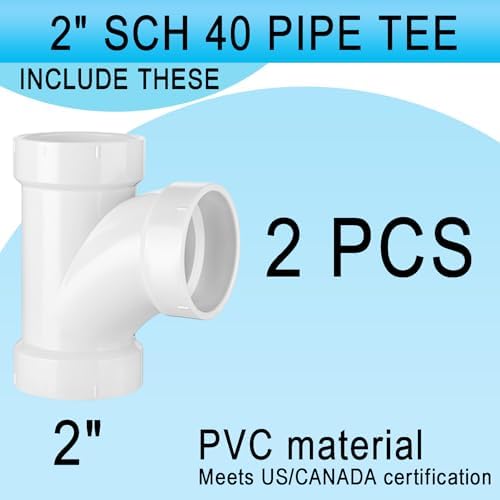 Asterbacks 2 inch PVC Tee T Schedule 40 White Pipe Fittings Connectors PPT-753 - Image 5