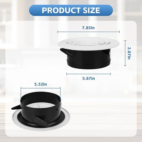 Round Air Vent Cover, 6 Inch Adjustable, ABS Ceiling Vent - Image 2