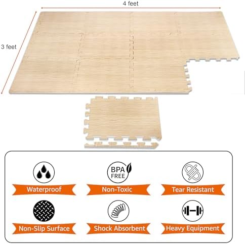 Sorbus Wood Grain Foam Floor Tiles - Image 7