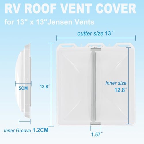 RV Roof Vent Cover Replacement 13" x 13", Check Size and Hinge Style - Image 2