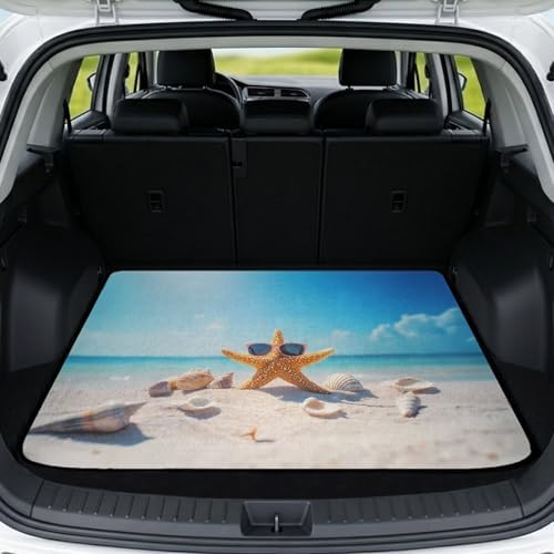Summer Starfish Beach Gear Trunk Mat 29"x39" by Darisoco