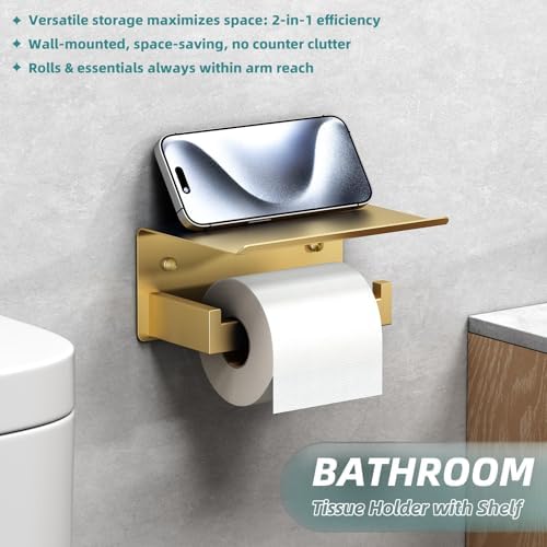 APLusee Brushed Dark Gold Toilet Paper Holder - Image 3