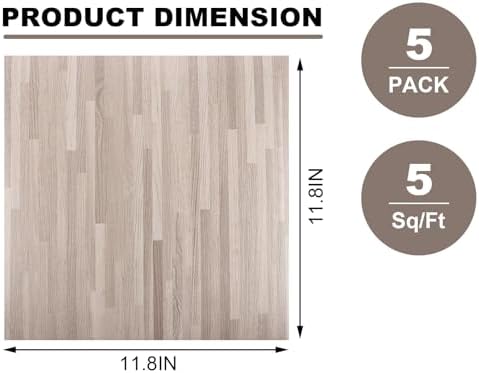 AKOLAFE 5 Sheet Vinyl Flooring 12x12 Peel and Stick Floor Tile Waterproof - Image 2