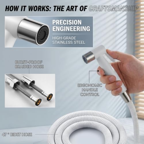 BARROCK Handheld Bidet Sprayer for Toilet, Stainless Steel Metal Made Baby - Image 4
