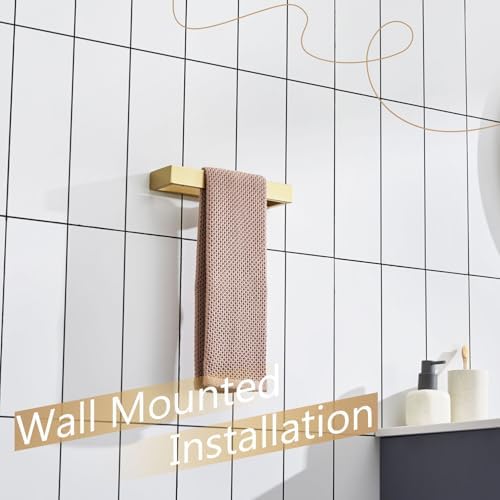 KOKOSIRI Towel Ring Brushed Gold Hand Towel Holder 9 Inch Kitchen Towel Hanger - Image 6