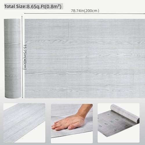 3D Peel and Stick Floor Tile Vinyl Roll Wood Plank Sticker 15.75"x 79"/8.6 Sq.Ft - Image 4